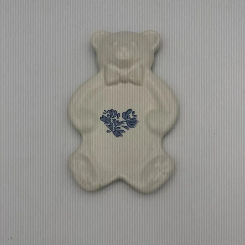 Pfaltzgraff Vintage Yorktowne Teddy Bear Spoon Rest Blue Grandmacore Stoneware
